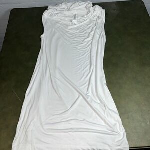 Fabletics Sz Med Womens Ivana Cover Up Dress‎ White Mini Hooded Sleeveless
